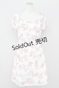 LODISPOTTO / シフォン花柄ワンピース  白ｘピンク T-25-08-09-016-LO-OP-AS-ZT492