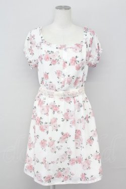 画像1: LODISPOTTO / シフォン花柄ワンピース  白ｘピンク T-25-08-09-016-LO-OP-AS-ZT
