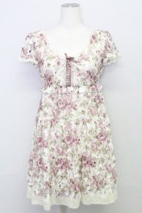 axes femme / 花柄レースチュニック  オフ T-25-08-10-023-AX-OP-HR-ZS