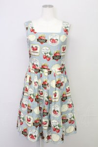 Jane Marple / ストロベリーラベルスクエアドレス  サックス T-25-08-10-032-JM-OP-AS-ZS