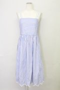 Jane Marple /Marine Stripe　scallop EMB dress  ブルー T-25-08-10-033-JM-OP-ET-ZT