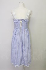 画像2: Jane Marple /Marine Stripe　scallop EMB dress  ブルー T-25-08-10-033-JM-OP-ET-ZT350 (2)
