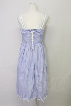 画像2: Jane Marple /Marine Stripe　scallop EMB dress  ブルー T-25-08-10-033-JM-OP-ET-ZT