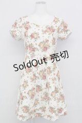 F&A /ローズブーケ柄ワンピース  ベージュ T-25-08-10-013-LO-SK-AS-ZT
