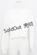 axes femme POETIQUE / ビジューボタンショートカーディガン  ホワイト T-25-08-12-001-AX-TO-SA-ZI