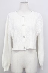 axes femme POETIQUE / ビジューボタンショートカーディガン  ホワイト T-25-08-12-001-AX-TO-SA-ZT