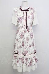 axes femme / フラワーレースワンピース  白Ｘボルドー T-25-08-12-022-AX-OP-SA-ZT