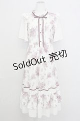 axes femme / フラワーレースワンピース  白Ｘボルドー T-25-08-12-022-AX-OP-SA-ZI