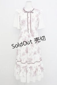 axes femme / フラワーレースワンピース  白Ｘボルドー T-25-08-12-022-AX-OP-SA-ZI
