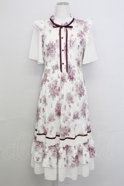 画像1: axes femme / フラワーレースワンピース  白Ｘボルドー T-25-08-12-022-AX-OP-SA-ZT
