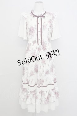 画像1: axes femme / フラワーレースワンピース  白Ｘボルドー T-25-08-12-022-AX-OP-SA-ZI