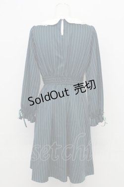 画像2: axes femme POETIQUE / レース襟ストライプ長袖ワンピース  グリーンＸ白 T-25-08-12-023-AX-OP-SA-ZI