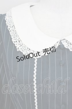 画像4: axes femme POETIQUE / レース襟ストライプ長袖ワンピース  グリーンＸ白 T-25-08-12-023-AX-OP-SA-ZI