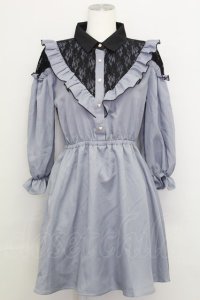 LOLITAその他(お買取対象外) / レース切り替えワンピース M ブルーグレー T-25-08-12-024-LO-OP-SA-ZT