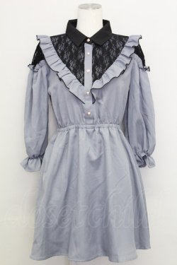 画像1: LOLITAその他(お買取対象外) / レース切り替えワンピース M ブルーグレー T-25-08-12-024-LO-OP-SA-ZT