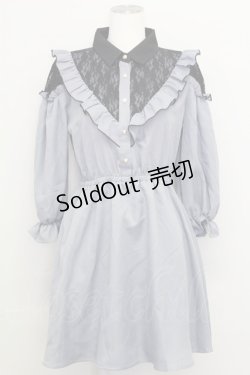 画像1: LOLITAその他(お買取対象外) / レース切り替えワンピース M ブルーグレー T-25-08-12-024-LO-OP-SA-ZI