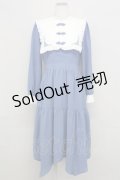 axes femme POETIQUE / チャイナボタン刺繍襟付ワンピース M ブルー T-25-08-12-025-AX-OP-SA-ZI