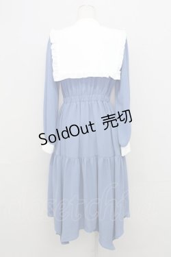 画像2: axes femme POETIQUE / チャイナボタン刺繍襟付ワンピース M ブルー T-25-08-12-025-AX-OP-SA-ZI