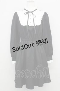 LOLITAその他(お買取対象外) / 立ち襟ヨークフリルワンピース M ブラック T-25-08-12-026-LO-OP-SA-ZI