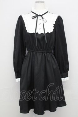 画像1: LOLITAその他(お買取対象外) / 立ち襟ヨークフリルワンピース M ブラック T-25-08-12-026-LO-OP-SA-ZT