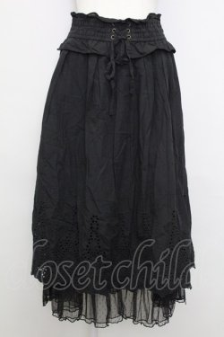 画像1: axes femme / ウエスト編み上げレーススカート  黒 T-25-08-12-028-AX-SK-SA-ZT