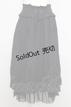 画像1: axes femme / ウエスト編み上げレーススカート  黒 T-25-08-12-028-AX-SK-SA-ZI