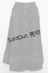 axes femme / ポケット刺繍デニム風スカート  黒デニム T-25-08-12-029-AX-SK-SA-ZT