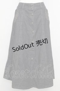 axes femme / ポケット刺繍デニム風スカート  黒デニム T-25-08-12-029-AX-SK-SA-ZT
