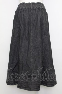 画像2: axes femme / ポケット刺繍デニム風スカート  黒デニム T-25-08-12-029-AX-SK-SA-ZT