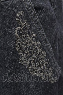 画像3: axes femme / ポケット刺繍デニム風スカート  黒デニム T-25-08-12-029-AX-SK-SA-ZT