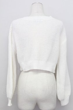 画像2: axes femme POETIQUE / ビジューボタンショートカーディガン  ホワイト T-25-08-12-001-AX-TO-SA-ZT