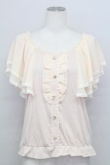 axes femme / シフォン袖トップス  ピンク T-25-08-12-004-AX-TO-SA-ZT