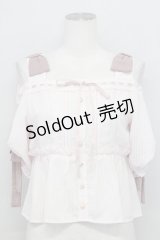axes femme POETIQUE / 肩リボントップス  ピンク T-25-08-12-005-AX-TO-SA-ZI