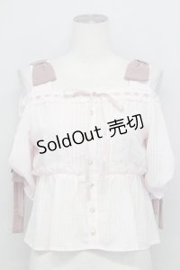 axes femme POETIQUE / 肩リボントップス  ピンク T-25-08-12-005-AX-TO-SA-ZT
