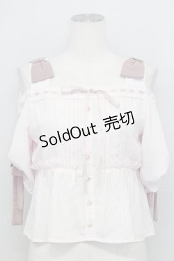 画像1: axes femme POETIQUE / 肩リボントップス  ピンク T-25-08-12-005-AX-TO-SA-ZI
