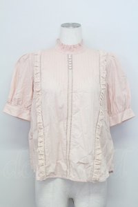 axes femme / ピンタックレースハイネックブラウス  ピンク T-25-08-12-006-AX-BL-SA-ZT