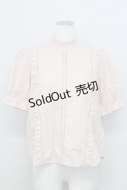 画像1: axes femme / ピンタックレースハイネックブラウス  ピンク T-25-08-12-006-AX-BL-SA-ZI