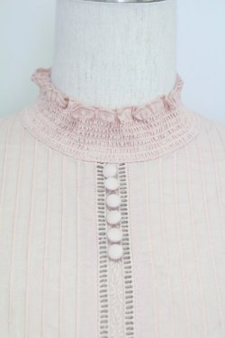 画像5: axes femme / ピンタックレースハイネックブラウス  ピンク T-25-08-12-006-AX-BL-SA-ZT
