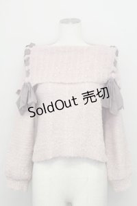 axes femme / パール&レースアップフェザーニット M ピンク T-25-08-12-008-AX-TO-SA-ZT