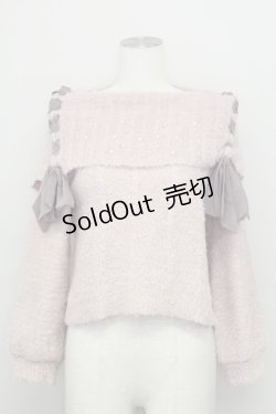 画像1: axes femme / パール&レースアップフェザーニット M ピンク T-25-08-12-008-AX-TO-SA-ZI