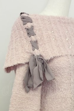 画像3: axes femme / パール&レースアップフェザーニット M ピンク T-25-08-12-008-AX-TO-SA-ZT