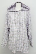 F i.n.t / フード付きビッグチェックシャツ  ラベンダー×ブルー T-25-08-12-009-CA-BL-SA-ZT