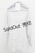F i.n.t / フード付きビッグチェックシャツ  ラベンダー×ブルー T-25-08-12-009-CA-BL-SA-ZI