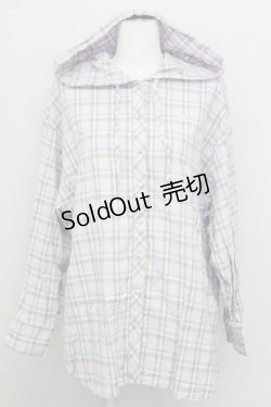 画像1: F i.n.t / フード付きビッグチェックシャツ  ラベンダー×ブルー T-25-08-12-009-CA-BL-SA-ZI