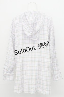 画像2: F i.n.t / フード付きビッグチェックシャツ  ラベンダー×ブルー T-25-08-12-009-CA-BL-SA-ZI