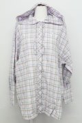 F i.n.t / フード付きビッグチェックシャツ  ラベンダー×ブルー T-25-08-12-010-CA-BL-SA-ZT