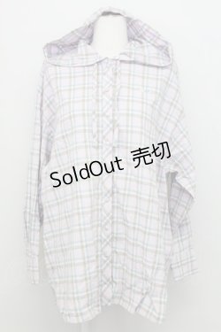 画像1: F i.n.t / フード付きビッグチェックシャツ  ラベンダー×ブルー T-25-08-12-010-CA-BL-SA-ZI