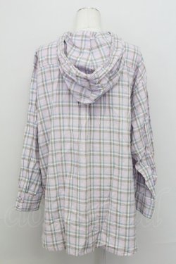 画像2: F i.n.t / フード付きビッグチェックシャツ  ラベンダー×ブルー T-25-08-12-010-CA-BL-SA-ZT
