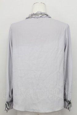 画像2: axes femme POETIQUE / 配色リボンブラウス M グレー T-25-08-12-011-AX-BL-SA-ZT