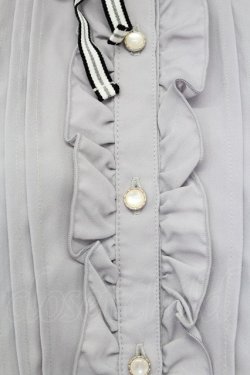 画像3: axes femme POETIQUE / 配色リボンブラウス M グレー T-25-08-12-011-AX-BL-SA-ZT